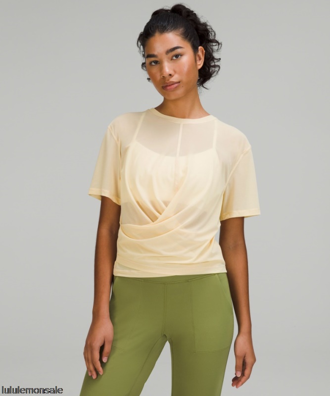 Lululemon Damen DELULU302 | Prosecco Leichtes Wendbares Yoga T-shirt Aus Mesh